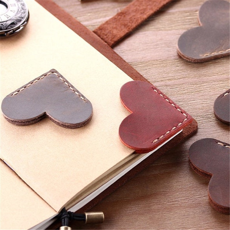 Vintage Love Heart Leather Bookmark Personalized Handmade Leather Bookmark Reader Mini Corner Page Marker