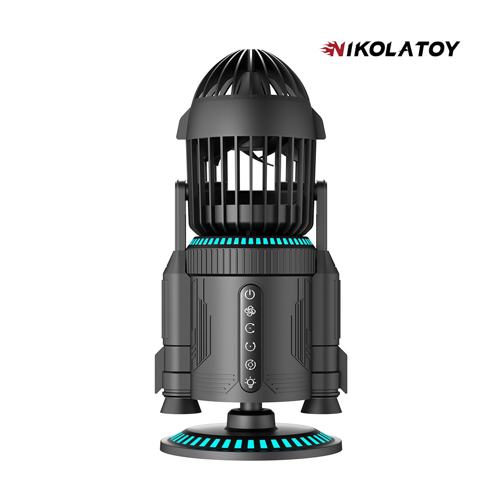 NIKOLATOY Small And Medium Rocket Fan Office Desktop Dual-drive Spray System RGB Colorful Silent Fan
