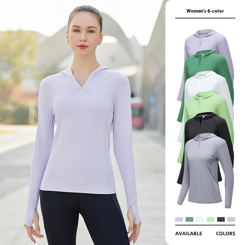 Spring Running Hooded Outdoor Quick-drying T-shirt Fitness Training Suit Sports Long Sleeve Ladies
