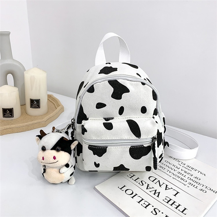 Harajuku Style Schoolbag For Girls Super Hot Cow Pattern Cute Girl Canvas Bag Korean Version Soft Girl Children's Backpack