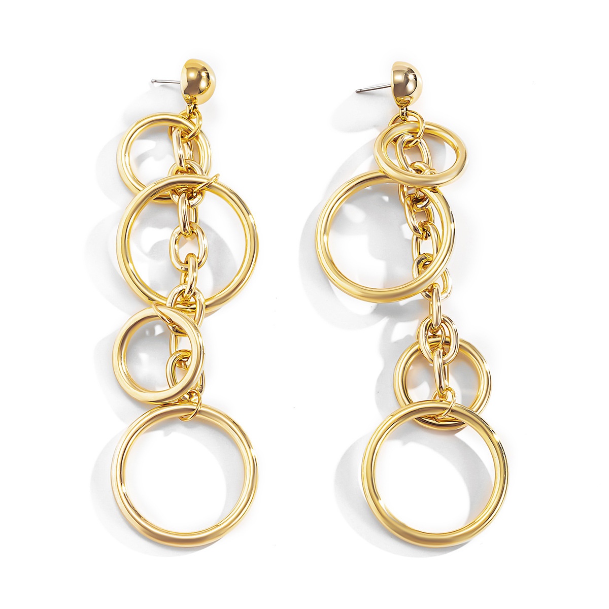 Fashion Simple Long Hoop Tassel Earrings Punk Metal Chain Hollow Earrings Female European And American Jewelry - 5