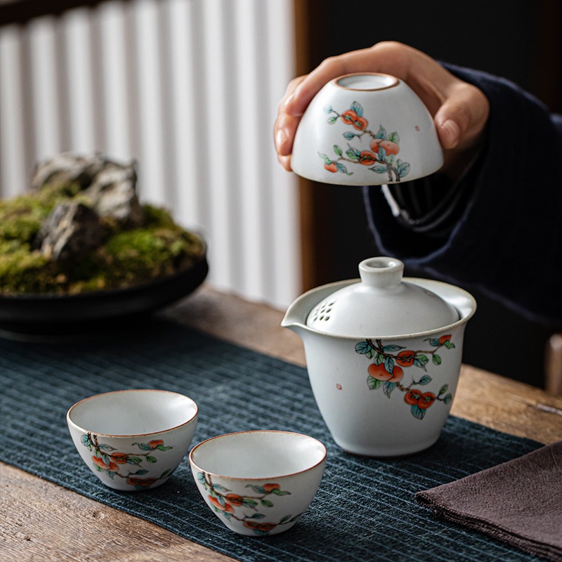 Ruyao Kuaike One Pot And Three Cups Portable Travel Tea Set Outdoor Portable Storage Simple Teapot