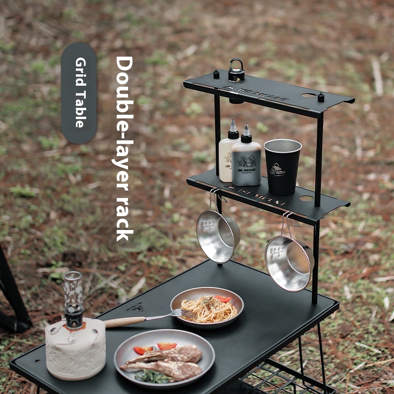 Outdoor Grid Table Bracket Single Double Layer Tray Multifunctional Rack Desktop Detachable Bracket Barbecue Rack