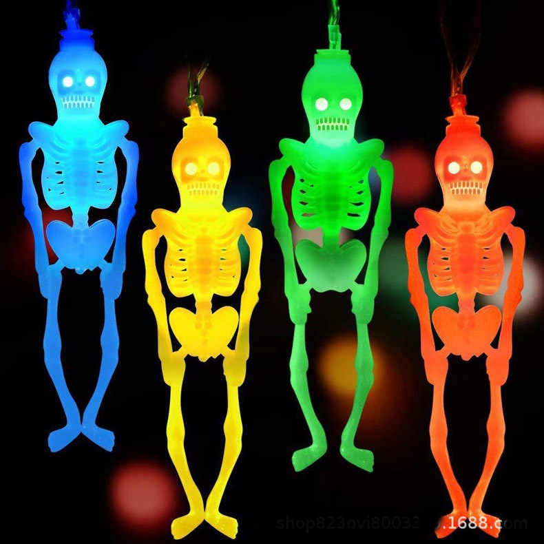 Led Halloween Light String Skull String Light Skeleton Light String Ghost Festival Decoration Battery Box Colored Light Horror Hanging Light