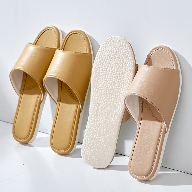 Japanese Taiwan Leather Slippers Men's Summer Couple Indoor Home Home Non-slip Home Pu Leather Sandals Women