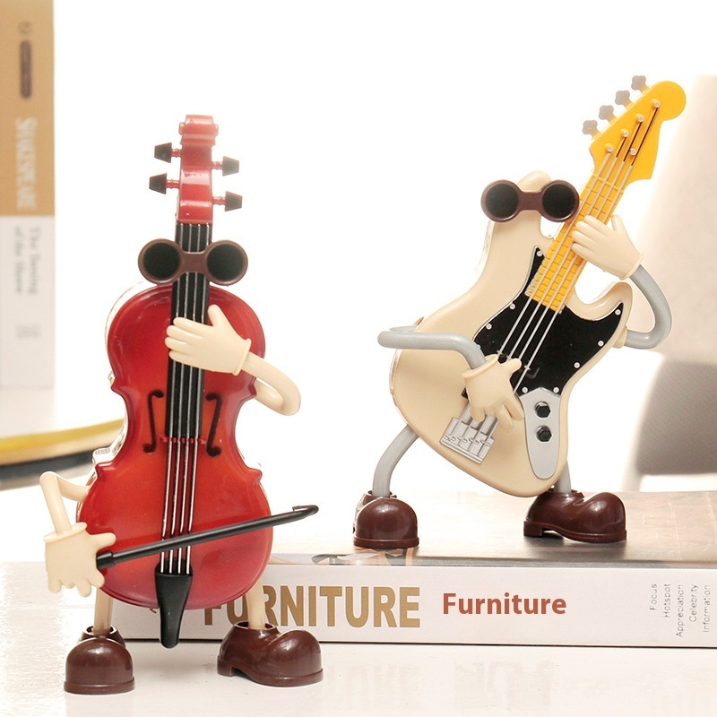 Cartoon Violin Music Box Music Box Creative Dynamic Swing Left And Right Guitar Villain Christmas Boy Gift