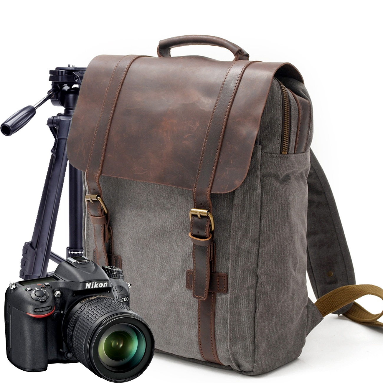 Digital Camera Bag Shoulder Outdoor Canvas SLRBag Retro Waterproof Backpack Professional Micro Single Photography Bag