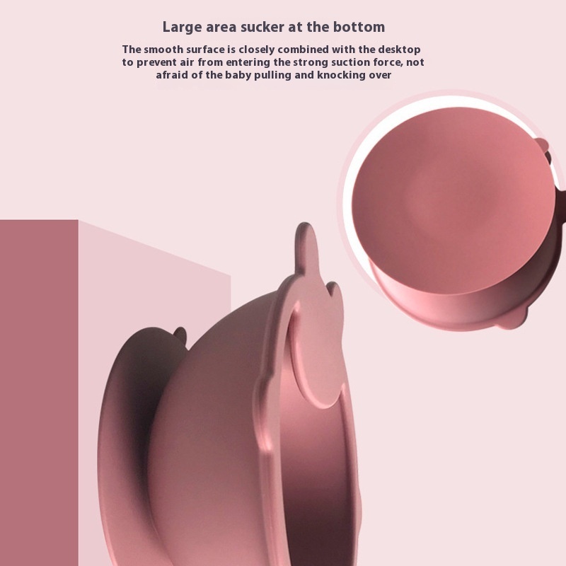 Leton Silicone Baby Food Bowl Suction Cup Bowl Small Spoon Set Meal Tray Children's Anti-fall Tableware Eating Bowl