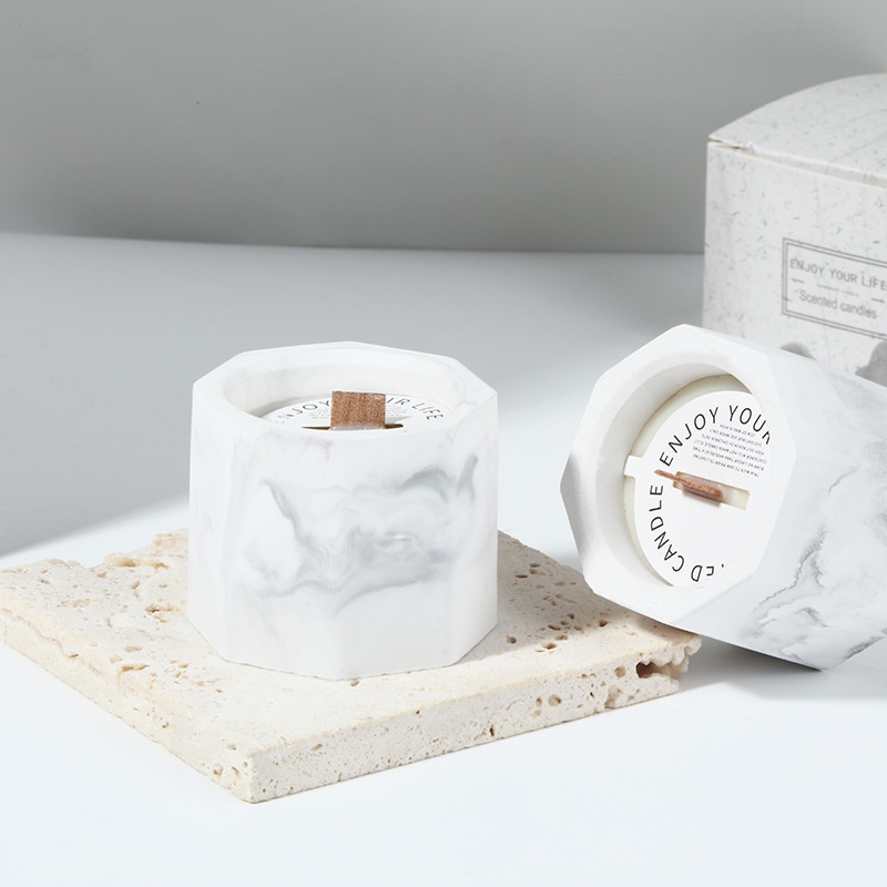 Marble Plaster Cup Aromatherapy Creative Home Smokeless Plant Essential Oil Aromatherapy Wax Scented Candle - 3