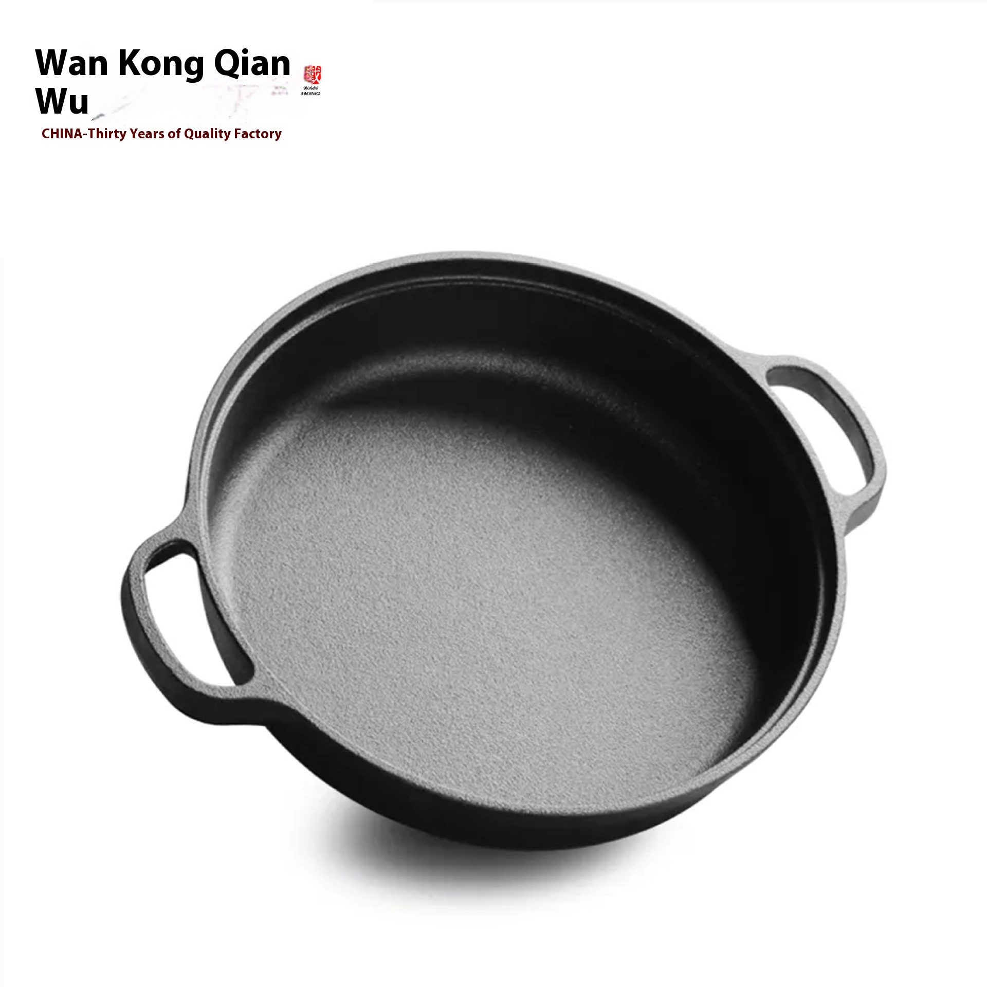 Cast Iron Pancake Pan Pancake Pan Pan-fried Buns Thickened Double-ear Flat Bottom Wok Uncoated Frying Pan Induction Cooker Universal