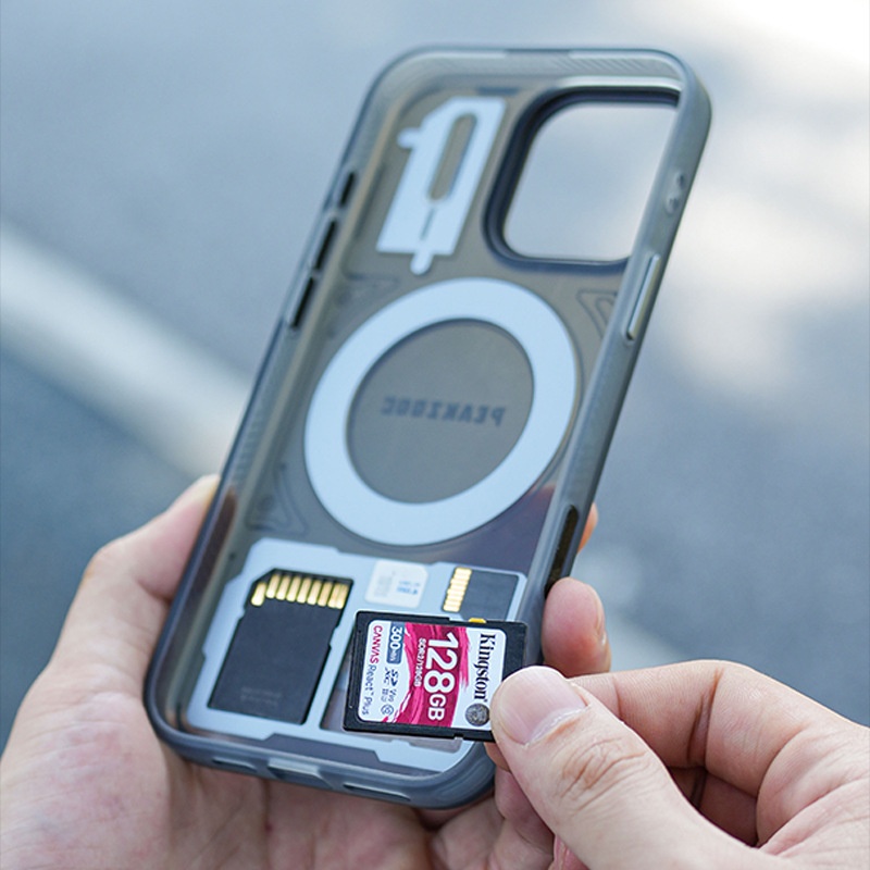 Cyberwind Mobile Phone Case SD TF SIM Card Storage IPhone15/16pro & Max Fulcrum Magnetic Attraction