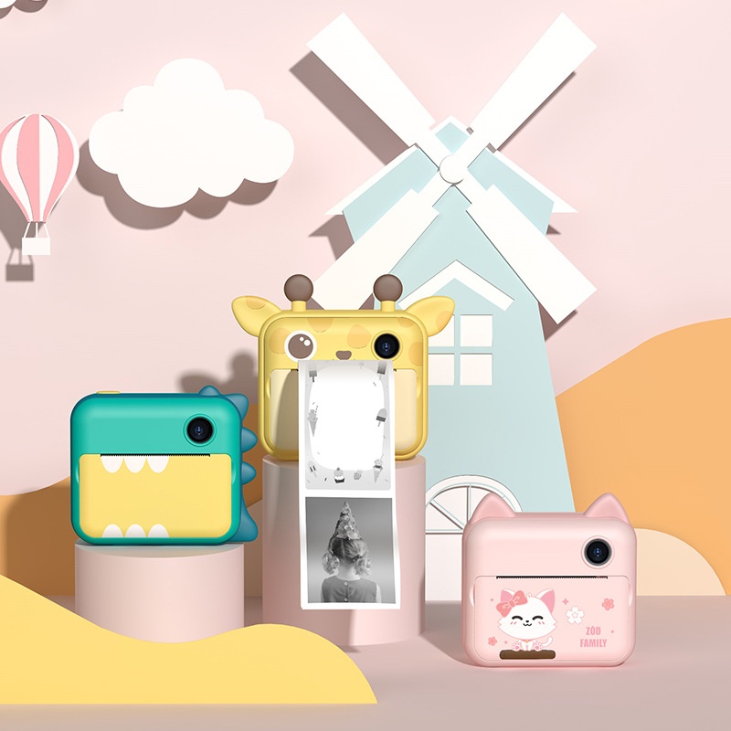 Children's Camera H D1200 W Front And Rear Dual Camera Cartoon Printable Camera Fun Polaroid Ready Stock