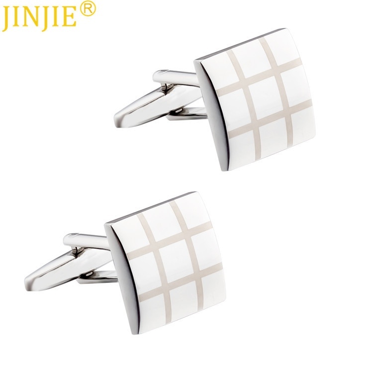 Square Laser Grid Electroplating Smooth Cufflinks Men's French Shirt Cufflinks Cufflinks