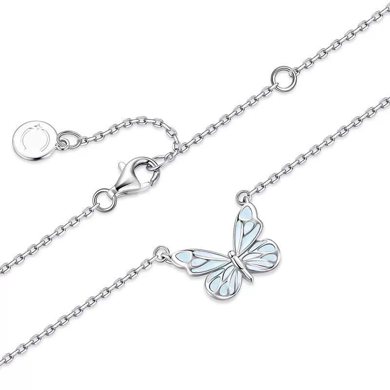 Butterfly Light Necklace Women's Simple Light Luxury Fashion Blue Luminous Smart Butterfly Mori Aurora Clavicle Chain