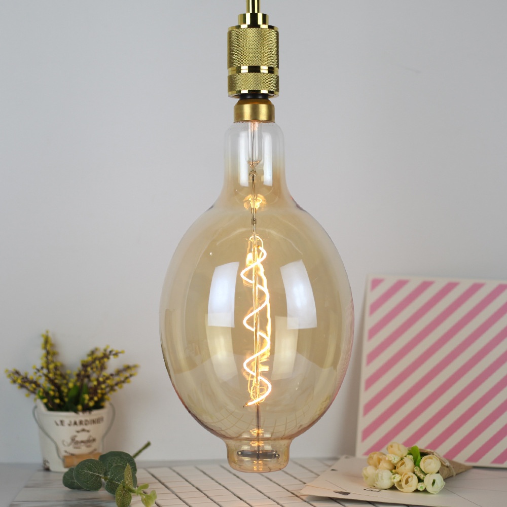 BT180 Large Light Bulb Antique Light Retro Light Bulb LEDFilament Light Single Spiral Chandelier Warm Light220 V4 WDimming