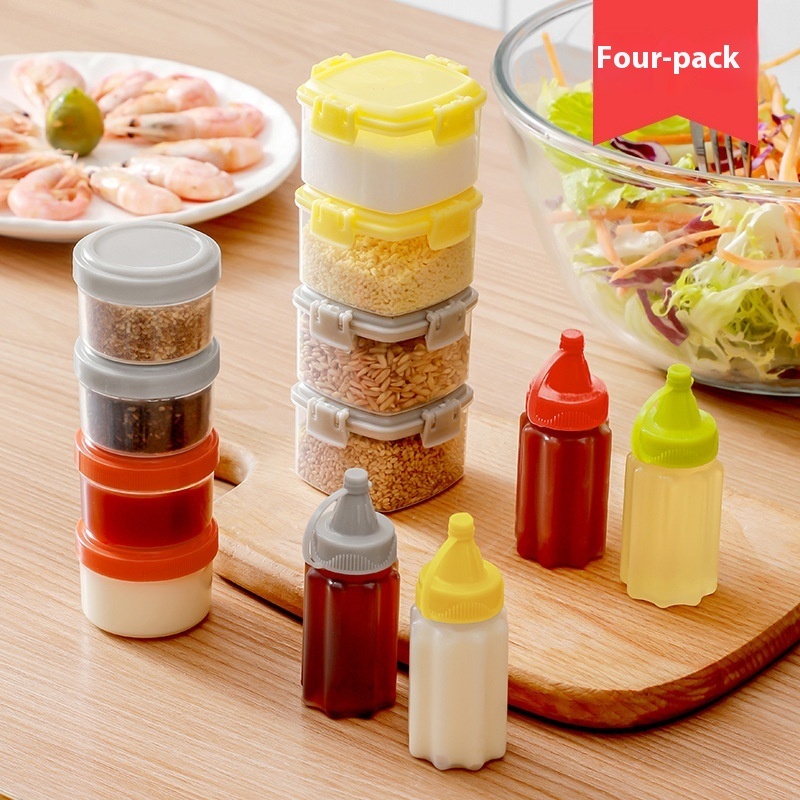 Seasoning Box Four Jam Squeeze Bottles Outdoor Barbecue Seasoning Bottle Set Household Sauce Bottle