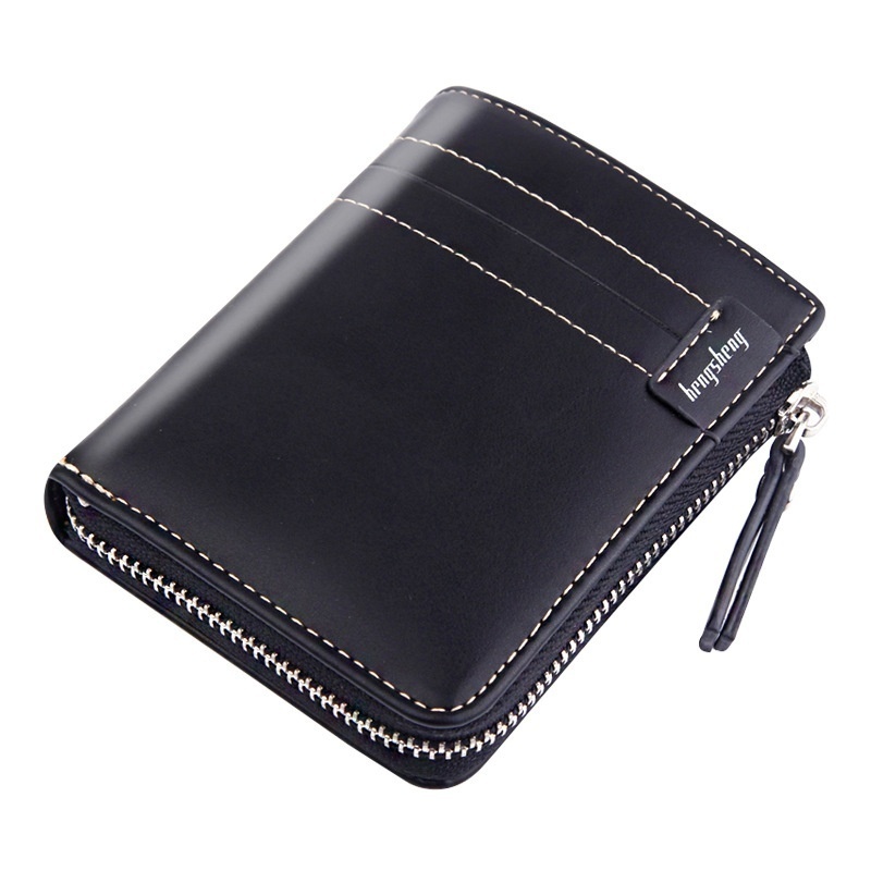 Korean Men's Casual Fashion Large Capacity Short Zipper Bag Multifunctional Loose-leaf Retro Wallet Men