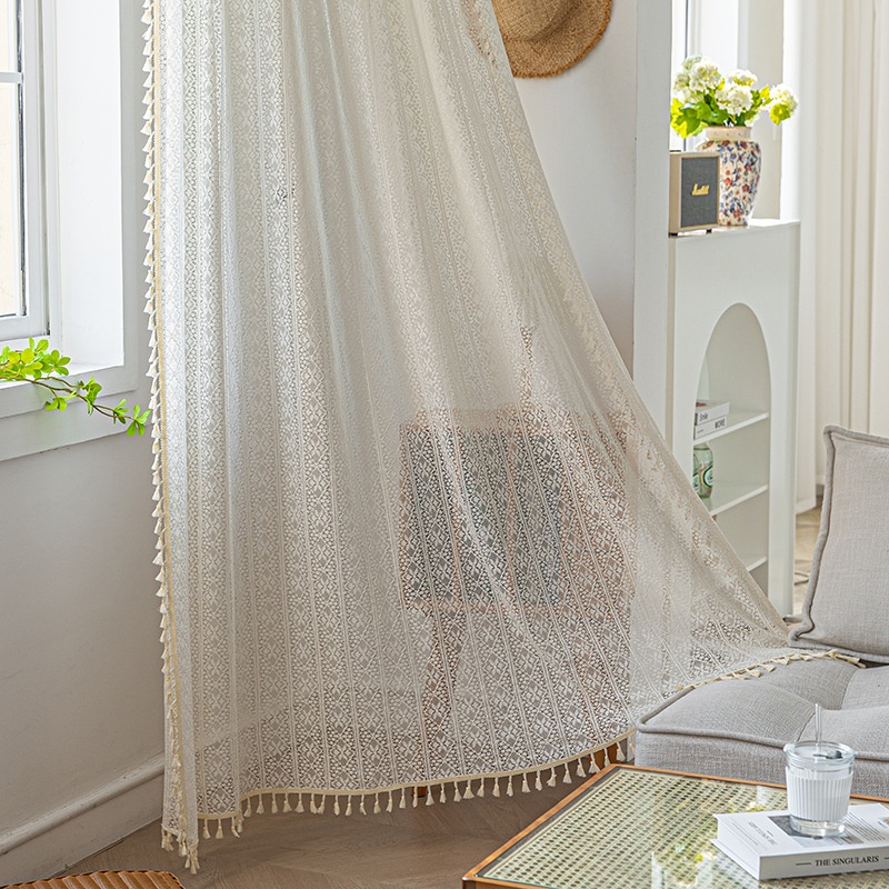 American Style Hollow Semi-blackout Curta Punch-freetallation Bedroom Bay Window Balcony Nordic Simple Curta Finished Product