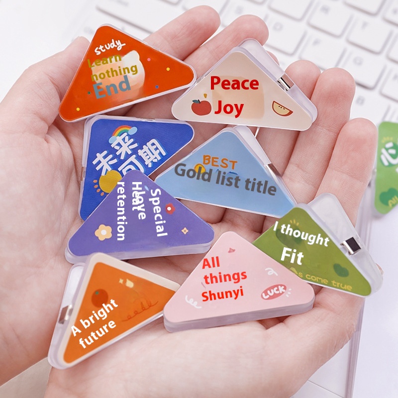 Creativepirational Text Triangle Clip Student Pp Note Clip Acrylic File Anti-roll Clip Test Paper Storage Corner Clip