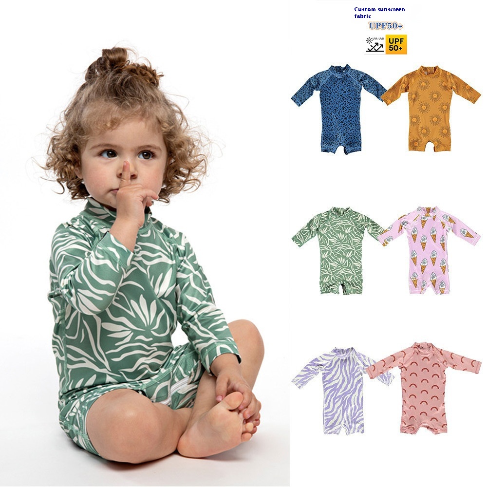 Children's One-piece Hot Spring Swimsuit Boys And Girls Baby Summer Sunscreen Quick-drying Swimming Clothes Girls Swimsuit