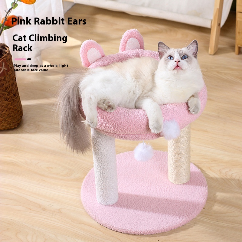 Rabbit Ears Cat Climbing Frame Three-layer Cat Nest All-in-one Cat Rack Cat Toy Cat Scratching Post Pet Supplies Free Shipping One Piece