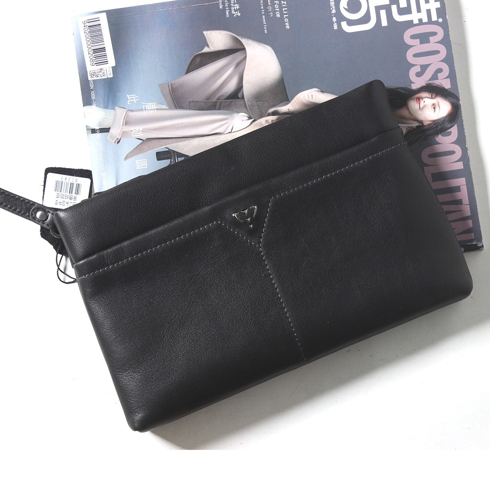 Genuine Leather Handbag Men's First Layer Cowhide Clutch Bag Nappa Leather Large Capacity European And American Fashion Horizontal Envelope Bag
