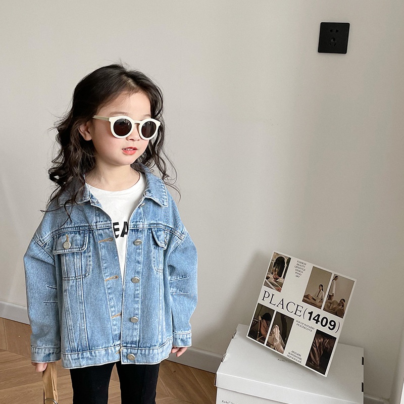 Amo Beibei Boys And Girls Baby Casual Denim Jacket Spring And Autumn Children's Fashion Korean Style Jacket Tops