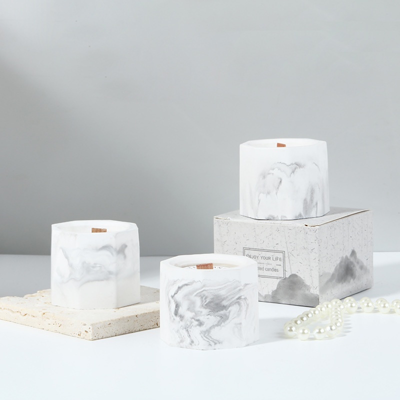 Marble Plaster Cup Aromatherapy Creative Home Smokeless Plant Essential Oil Aromatherapy Wax Scented Candle - 2