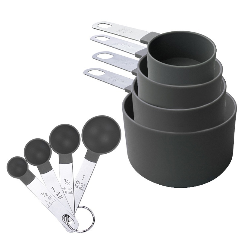 Stainless Steel Handle Measuring Cup Measuring Spoon Set9-piece Set With Scale Stainless Steel Measuring Cup Measuring Spoon Baking Tools