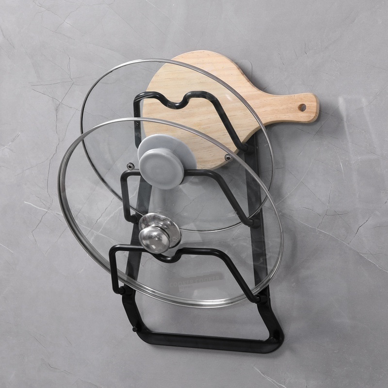 Punch-free Pot Cover Rack Creative Kitchen Seamless Wall-mounted Multi-layer Plastic Chopping Board Rack Steam Rack Pot Rackulation