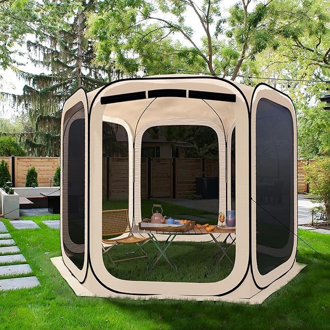 Quick-Setup Foldable Portable Outdoor Leisure Camping Beach Poolside Ventilated Mesh Pavilion Canopy Gazebo Tent