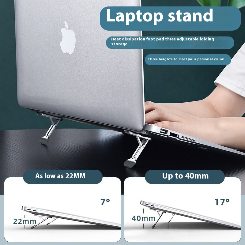 Aluminum Alloy Laptop Invisible Stand Bracket Mini Portable Heightened Cooling Rack Support Folding Base