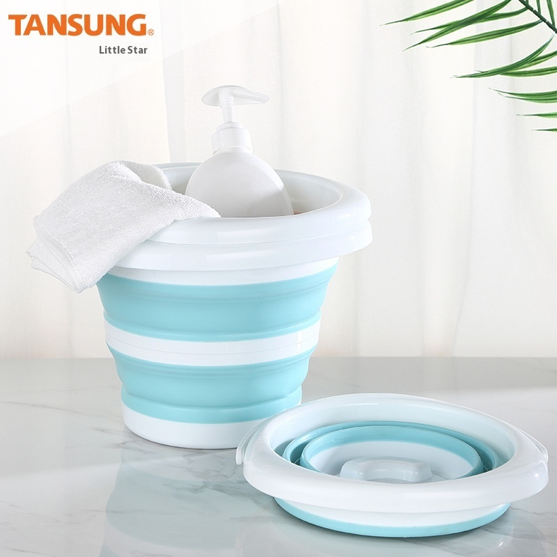 Household Portable Plastic Bucket With Lid Folding Bucket Car Use Outdoor Telescopic Bucket