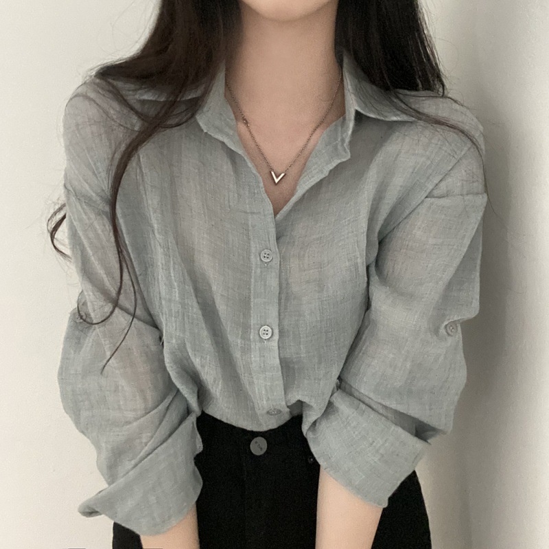 Simple Solid Color Single-breasted Lapel Pleated Long Sleeves