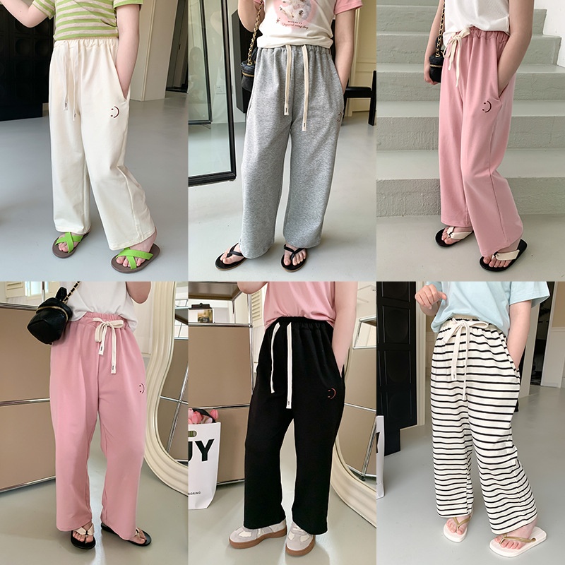 Amo Beibei Summer Korean Version Of Children's Pants Girls Stylish Casual Straight Pants Children's Thin Odell Trousersy