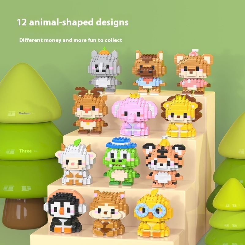 Compatible With Lego Cartoon Animal Building Blocks Microparticles Assembled Children's Toys Stall Six-Day Gift Blind Box