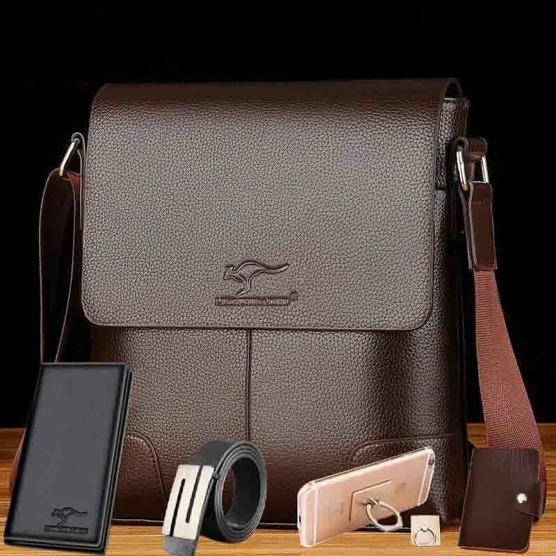 Simple Kangaroo Shoulder Bag Crossbody Bag Business Briefcase Crossbody Bag Commuter Men's Handbag