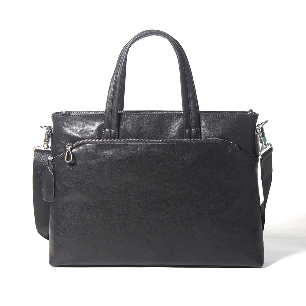 Casual Fashion Business Handbag Imported Top Layer Cowhide Vegetable Tanned Leather Briefcase Large Handbag