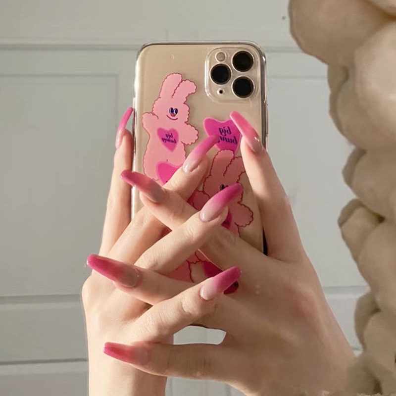 Summer Hot Girl Wear Nails Xiaohongshu Internet Celebrity Same Peach Gradient Long Nail Stickers False Nails