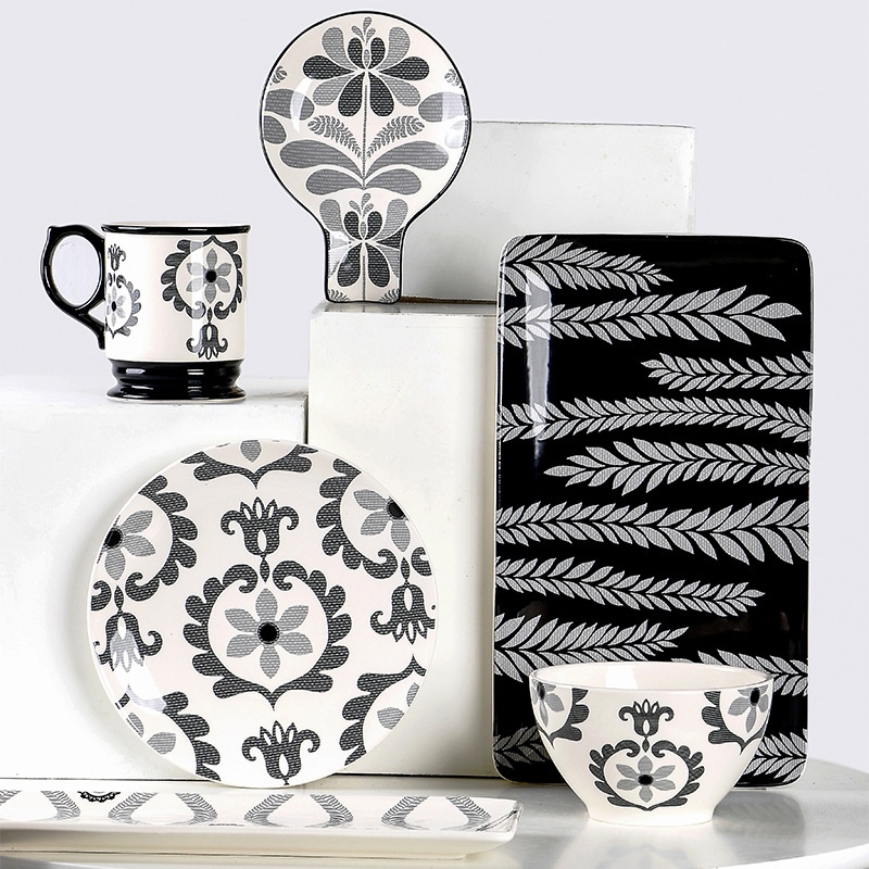 Retro Style Tableware Breakfast Plate Dessert Tray Flat Plate Simple Round Dish Plate