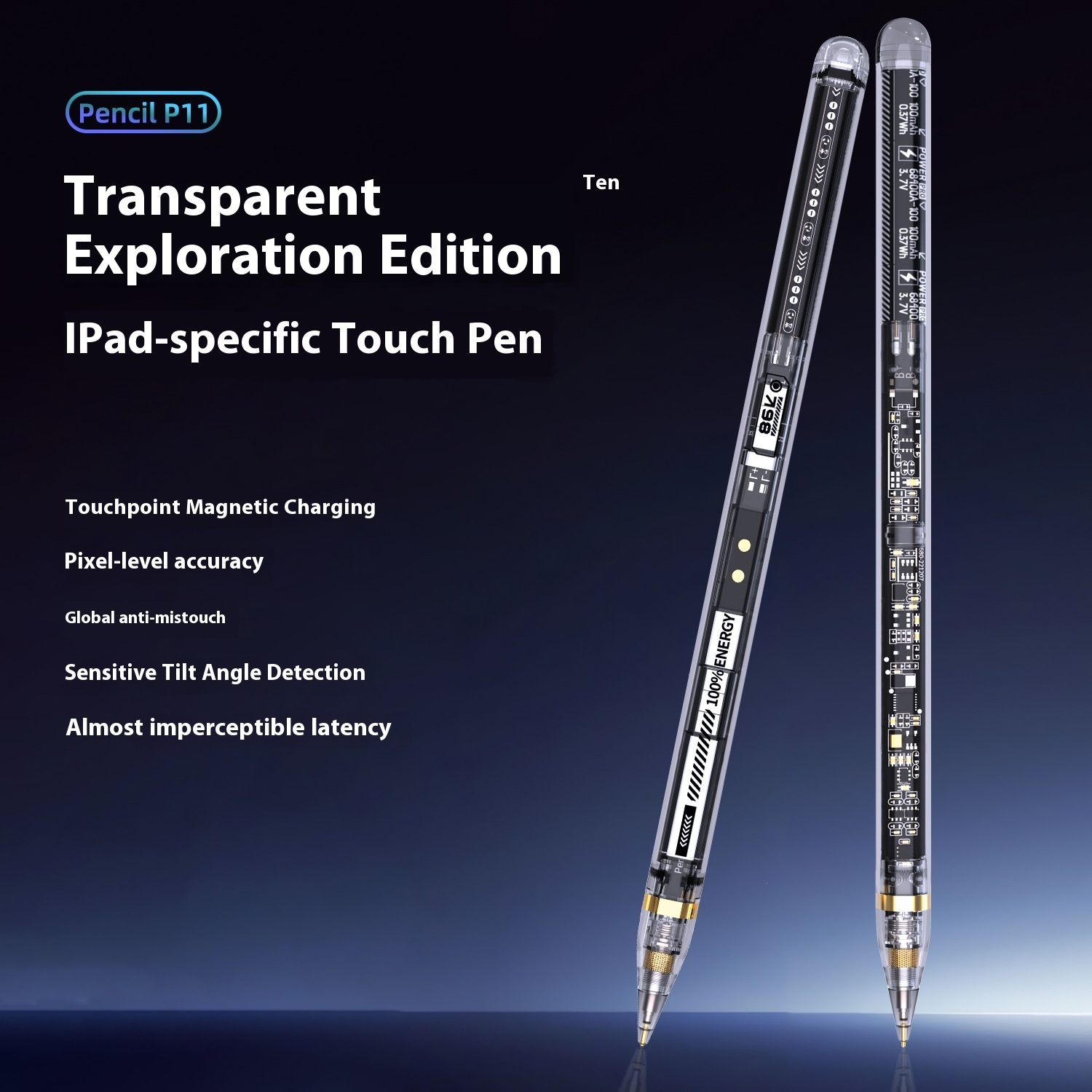 Transparent Active Capacitive Pen Second Generation Apple Pencil For IPad Pen Magnetic Suction Charging Touch Stylus