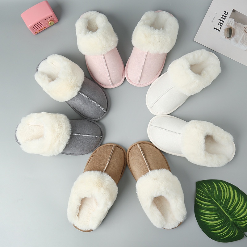 E-commerce Woolen Mouth Enlarged Home Slippers For Men And Women Indoor And Outdoor Warm Slippers Cotton Slippers In Stock