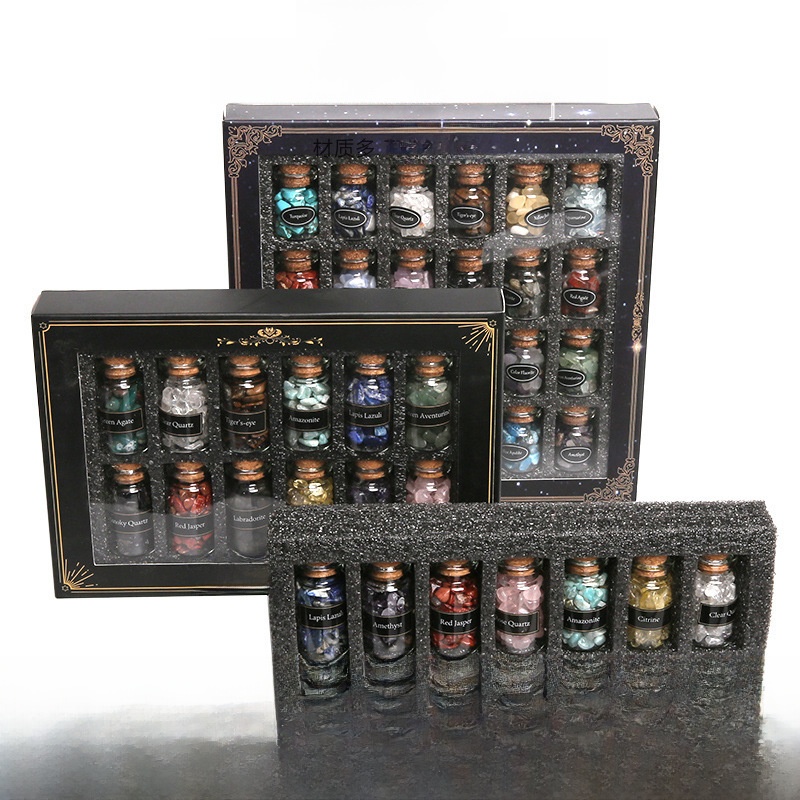 Foreign Trade Explosives Natural Crystal Gravel Small Bottle Ing Aromatherapy Drift Bottle Gift Box