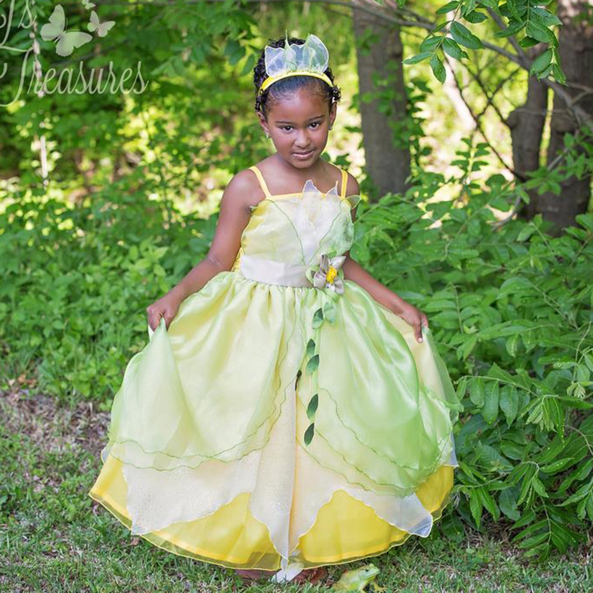 Frog Prince Princess Dress Tiana Princess Dress Halloween Cosplay Children's Dress Princess Sling Long