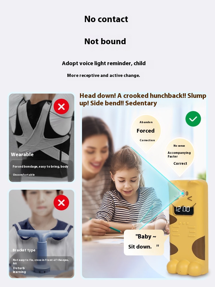 Ghost Idea Children's Sitting Posture Corrector Primary School Students Homework Posture Corrector Anti-hunchback Reminder - 3