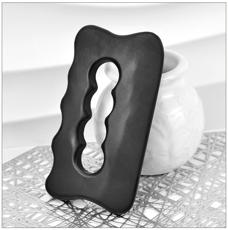 Black Stone Scraping Plate Four-hole Scraping Plate Scraping Knife Tendon Massage Stone Jade Meridian Massager