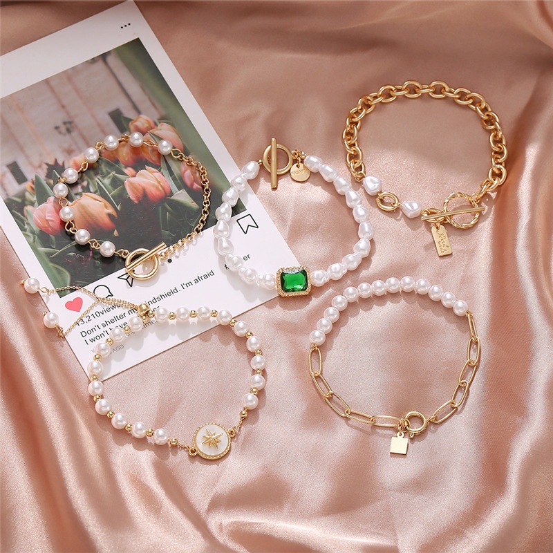 Jewelry Retro Baroque Pearl Bracelet Fashion Asymmetric Chain Bracelet Jewelry