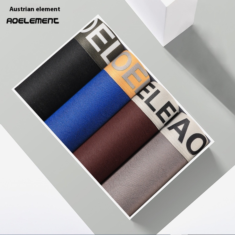 4 Packs Of Men's Underwear For Men Youth Breathable Boxer Briefs Mid Waist Sexy UConvex Boxer Briefs