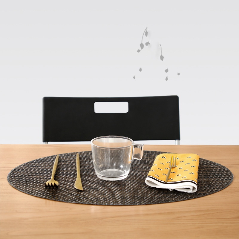 Coffee Table Mat Japanese PVCSimple Oval Table Mat Striped Tablecloth Table Cloth Bowl Matulation Mat