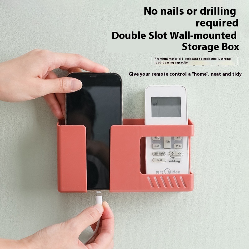 TVAir Conditioner Remote Control Storage Box Punch-free Traceless Wall-mounted Box Mobile Phone Charging Wall-mounted Box Wall-mounted Rack